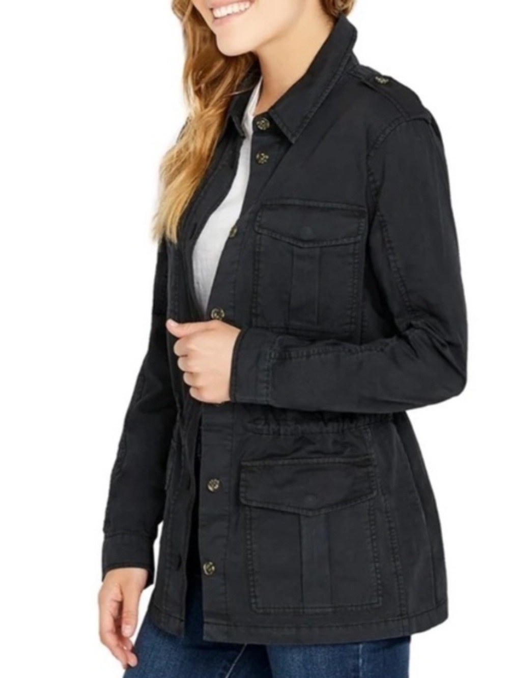 Buffalo David Bitton Black Cinch Waist Lightweight Utility Jacket - Size L